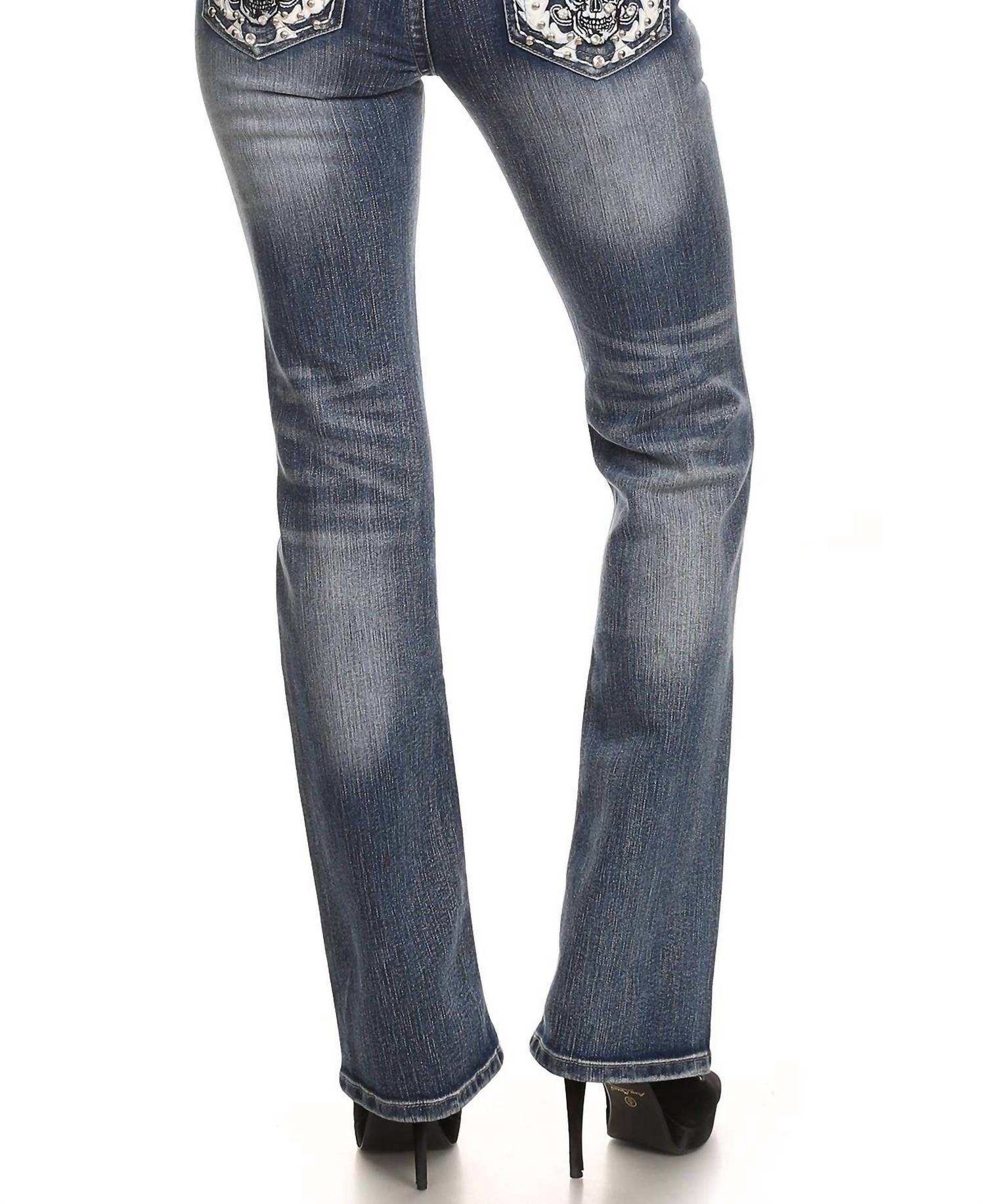Bus Stop - Naughty Denim with Skull Pockets