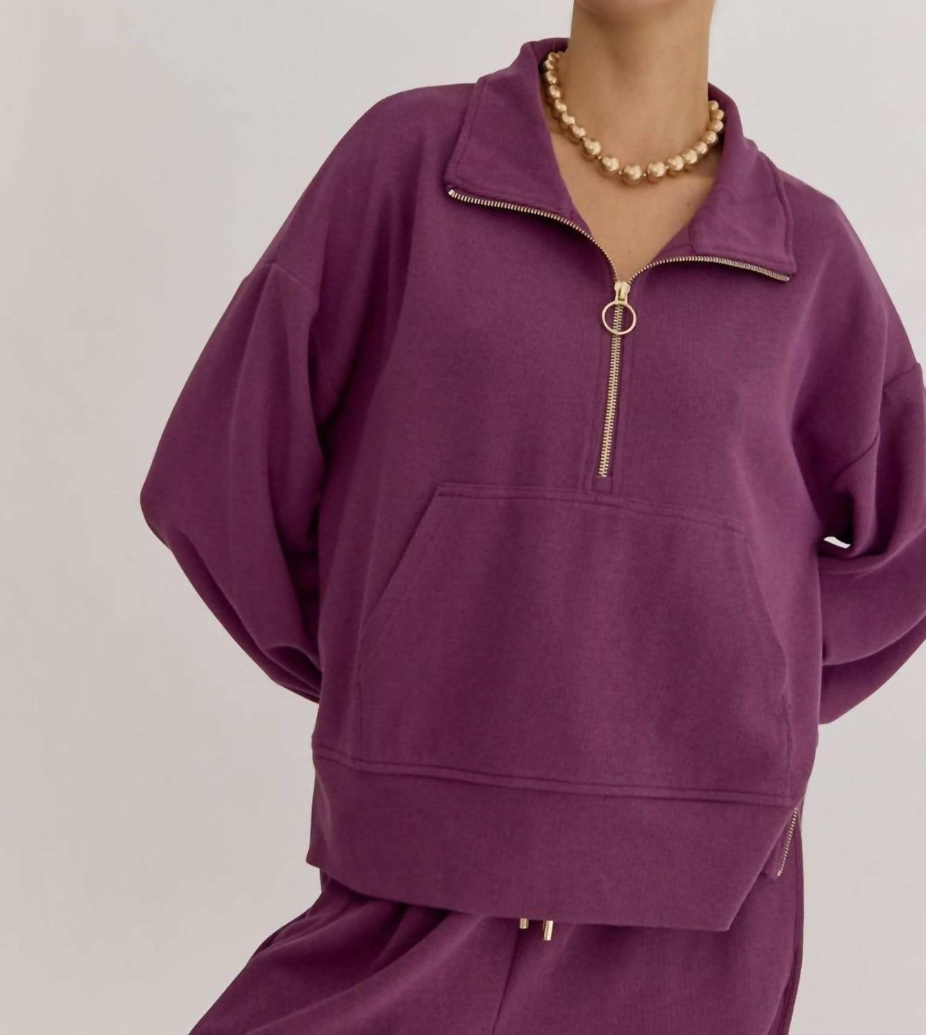 Entro - Women's Ribbed Zip Up Collared Sweater