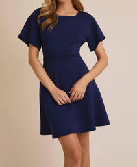 Gilli - Serenity Square Neckline Short Sleeve Flare Skirt Dress