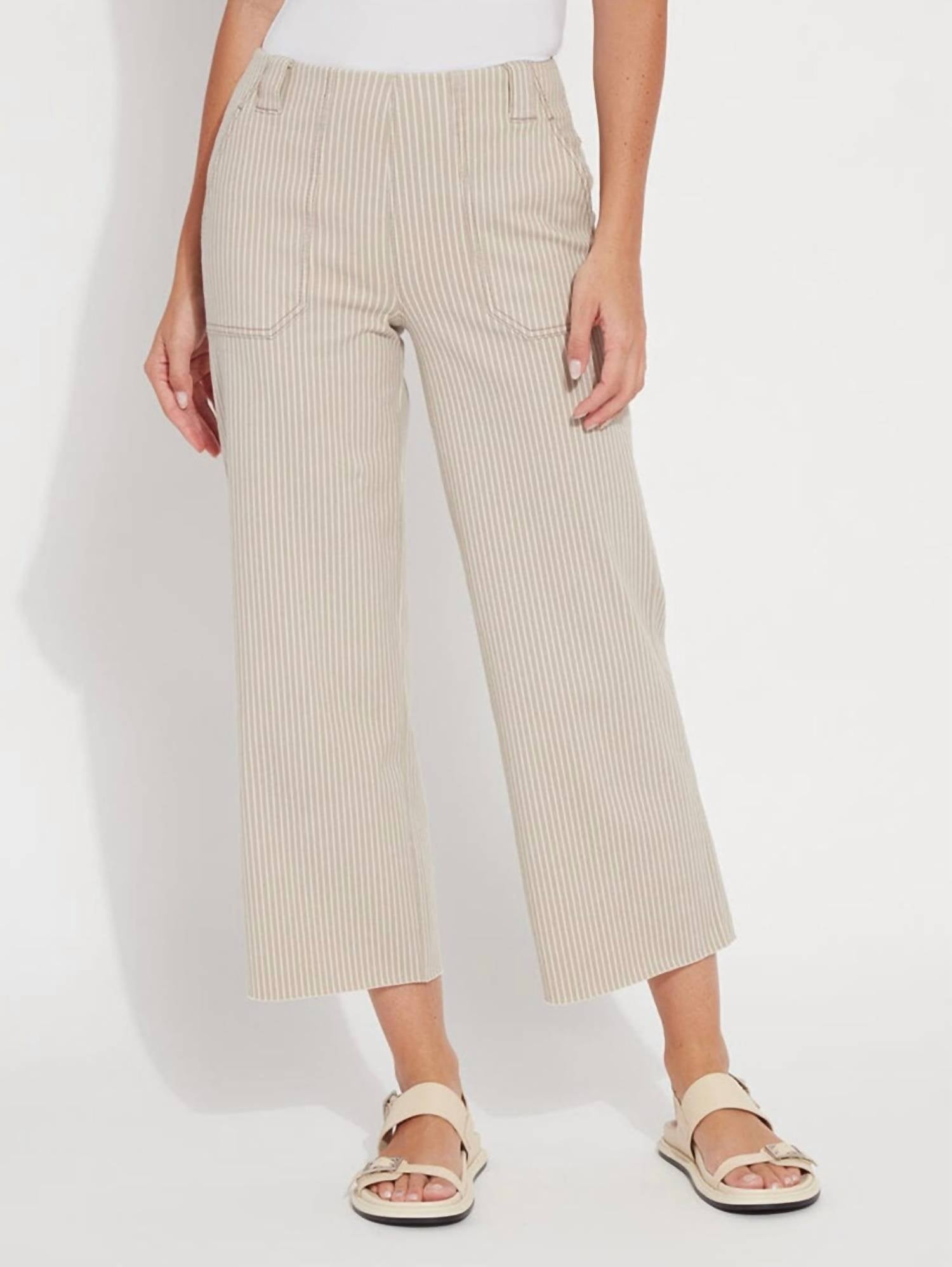 Lysse Kate Printed Wide Leg Crop Pants in khaki - women's pants