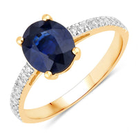 Diana M Jewels Women's Oval Natural Sapphire Fashion Ring (2.19 Ct) - Classic Plus in 18k yellow gold - women's jewelry