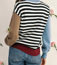 Shewin - Striped Color Block Sweater