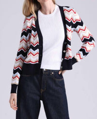 Minnie Rose - Chevron V Neck Cardigan