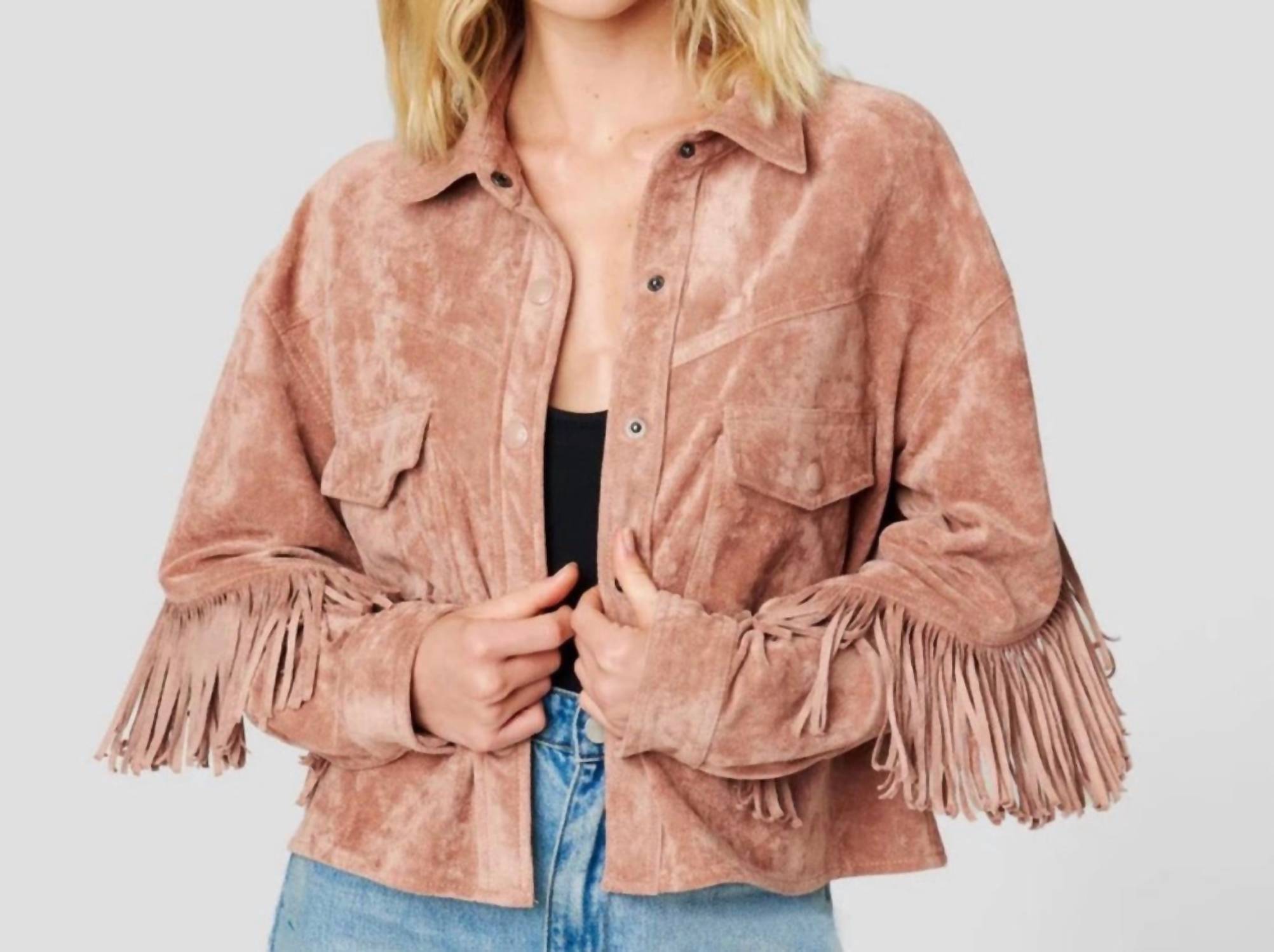 Blanknyc - Women's Vegan Suede Fringe Jacket