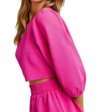 Glam - Catalina Round Neckline Balloon Sleeve Top & Short Set