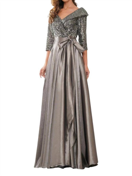 Colors Dress - Off-Shoulder Sequin & Taffeta Gown