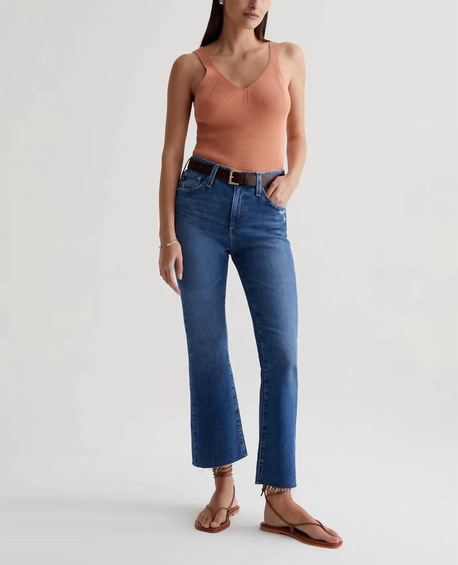 AG Jeans Farrah Boot Crop Jean in alibi destructed - women's jeans