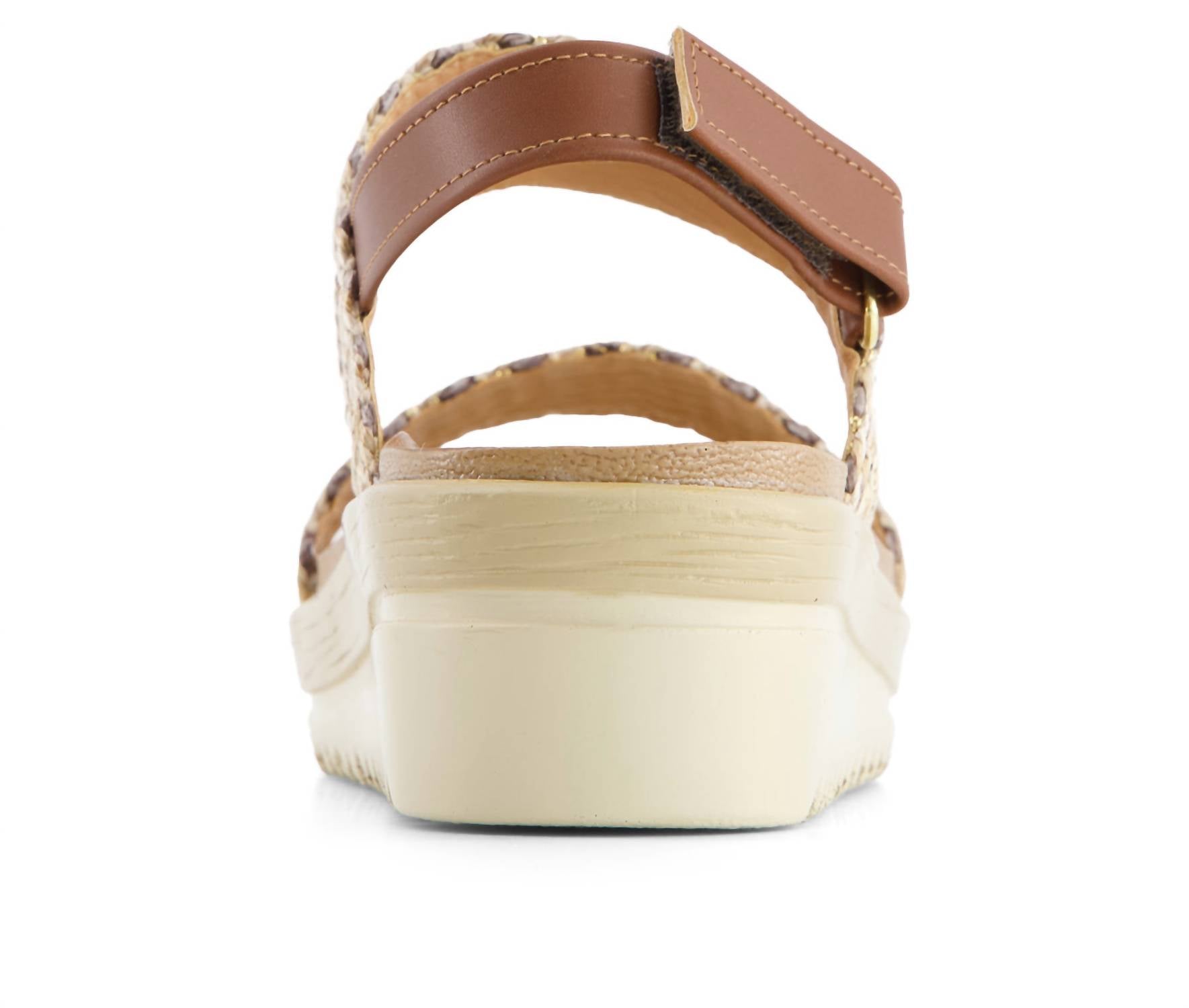Andrea - Women's Flat Sandals With Hook And Loop Sling And Serrated Sole