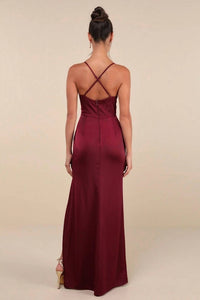 Lulus - Moments Of Beauty Satin Cowl Neck Tulip Maxi Dress