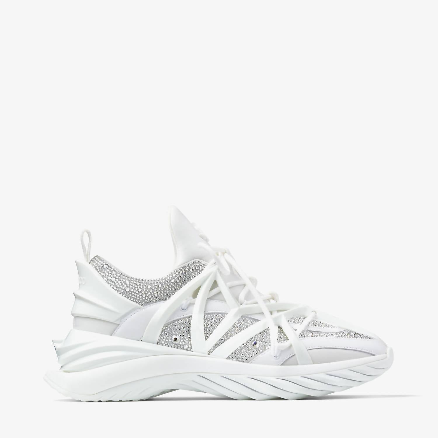 JIMMY CHOO Men's Cosmos Crystal Embellished Low Top Sneakers in white - men's sneaker - detail view