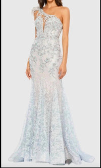 Mac Duggal - Embroidered Feathered One Shoulder Trumpet Gown
