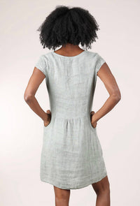 Femme Fatale - Short Sleeve Embroidered Linen Dress