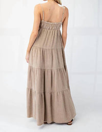 Easel - Mineral Washed Cotton Gauze Maxi Dress