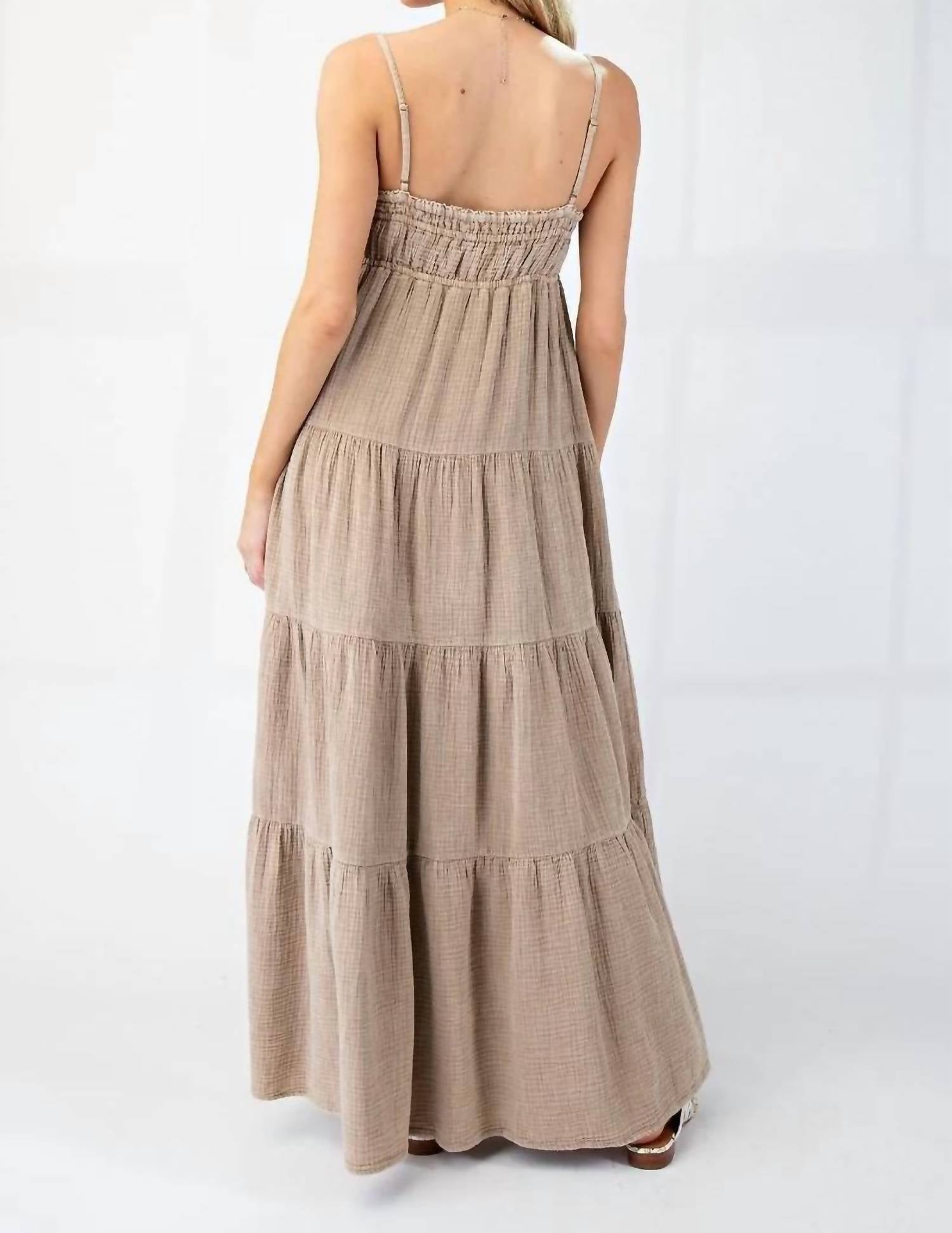 Easel - Mineral Washed Cotton Gauze Maxi Dress