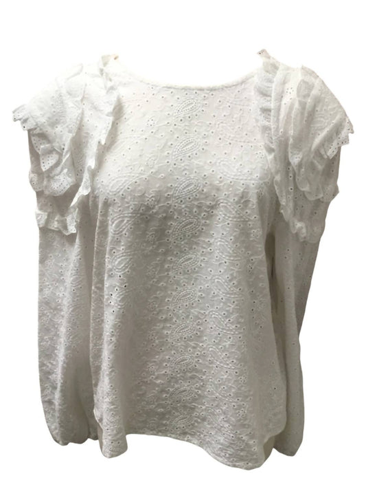 2.7 August Apparel - Lace Detail Power Shoulder Top