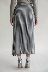 SSKEIN Adeline Midi Skirt in grey ivory - women's skirt - detail view