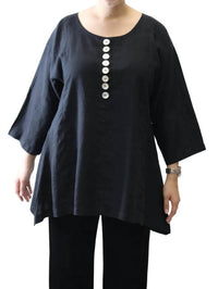 Mosaic - Scoop Neck Button Linen Top