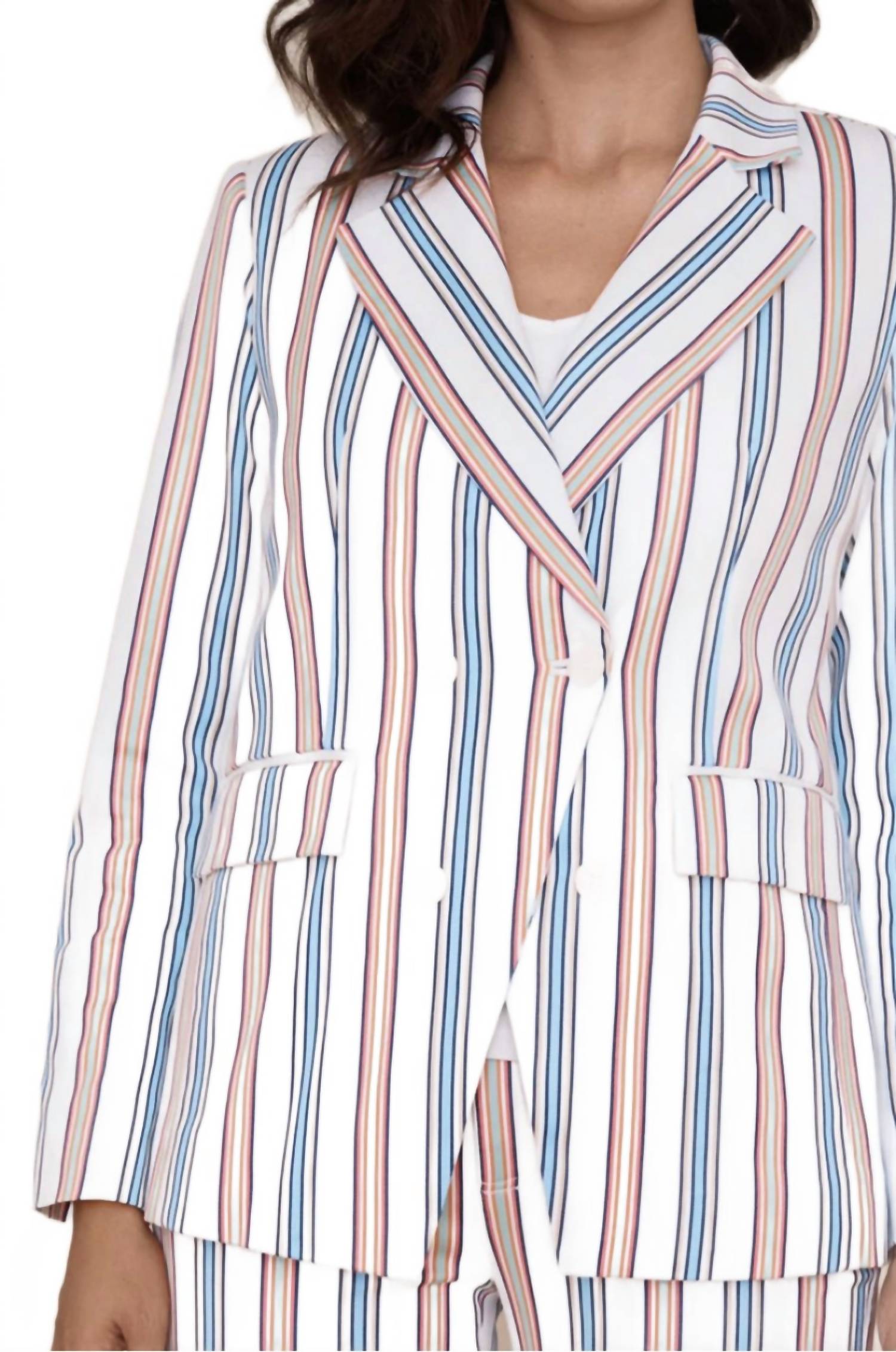 Peace Of Cloth - Notched Collar Double Breasted Twill Blazer