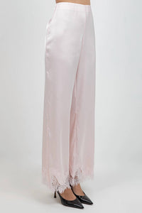 Whiteroom+Cactus - Satin Straight Leg Pants with Lace Hemming