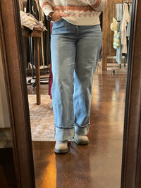 Mica Denim - Cuff Hem Super High Wide Leg Jeans