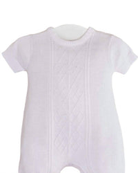 Little Things Mean A Lot - Boy's Sweater Knit Romper With Cable Stitch