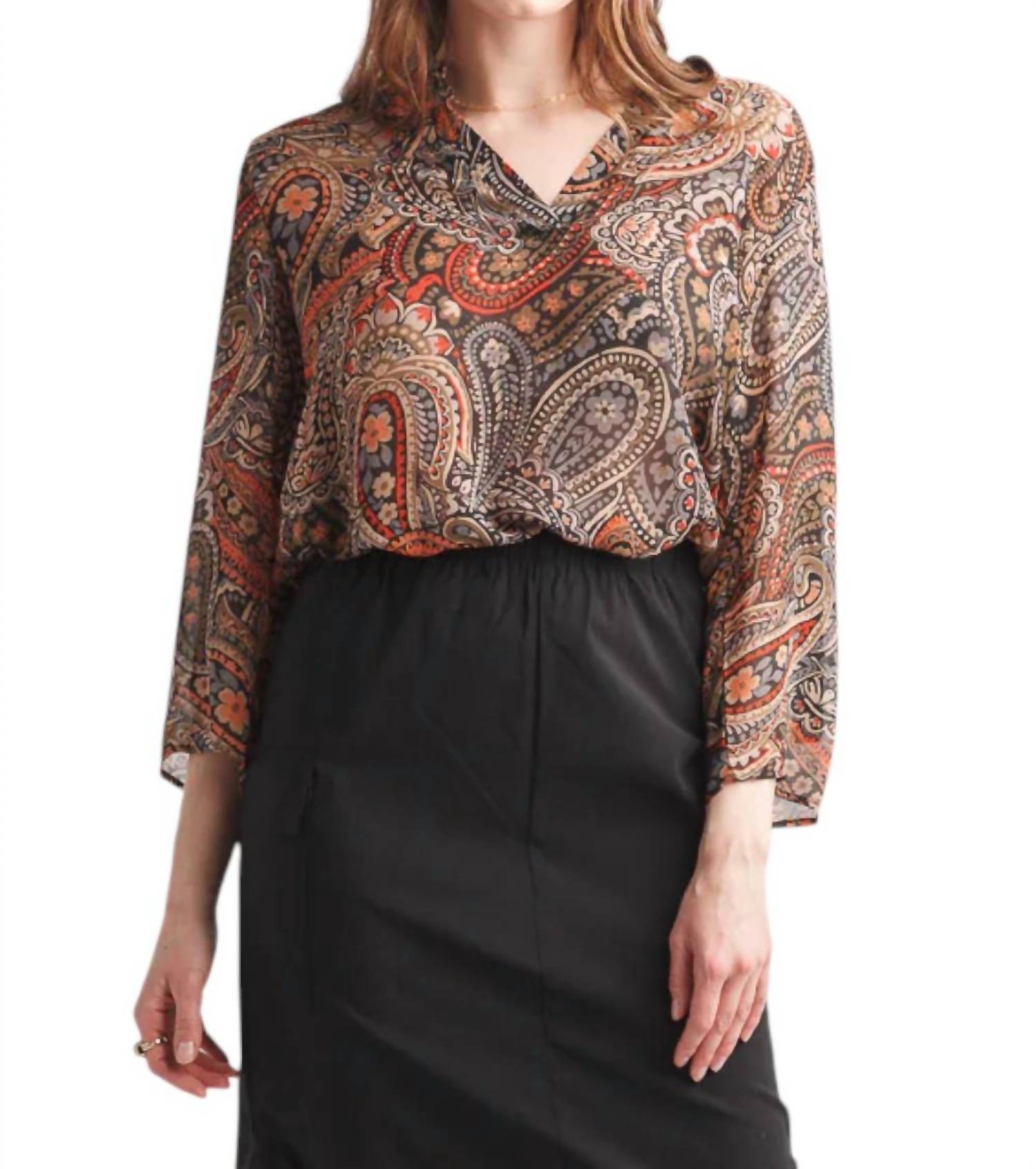 Papillon - Pretty In Paisley Tab Sleeve Blouse