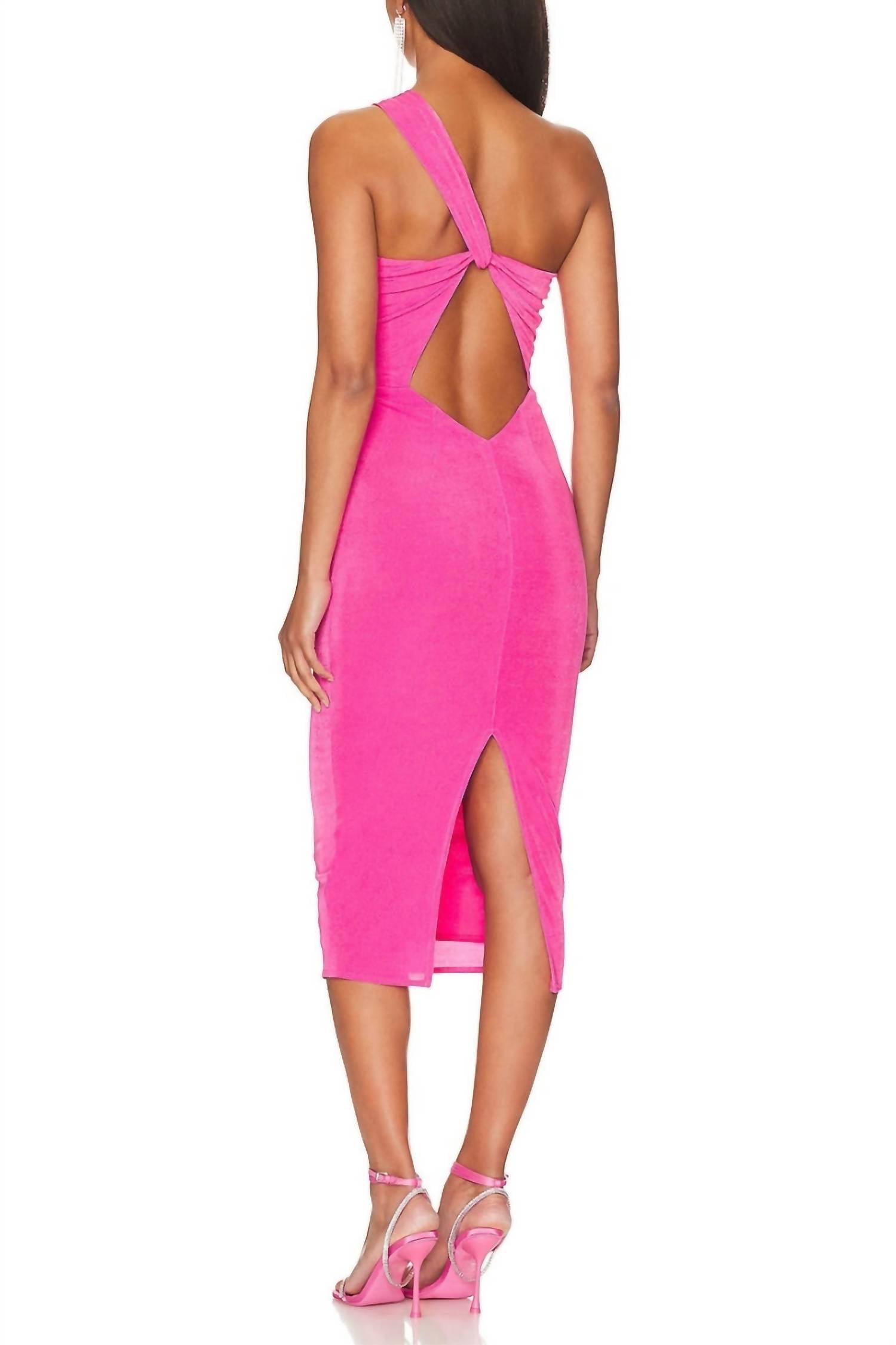 Katie May - Women's One Shoulder Sleeveless Cutout Bodycon Midi Ash Dress