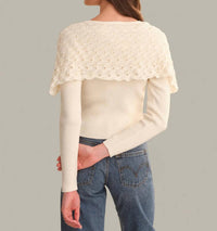 525 America - Beatrice Cape Crochet Like Cardigan