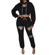 Sunny Story Trading - Karlie Heart Cutout Crop Top & Jogger Set
