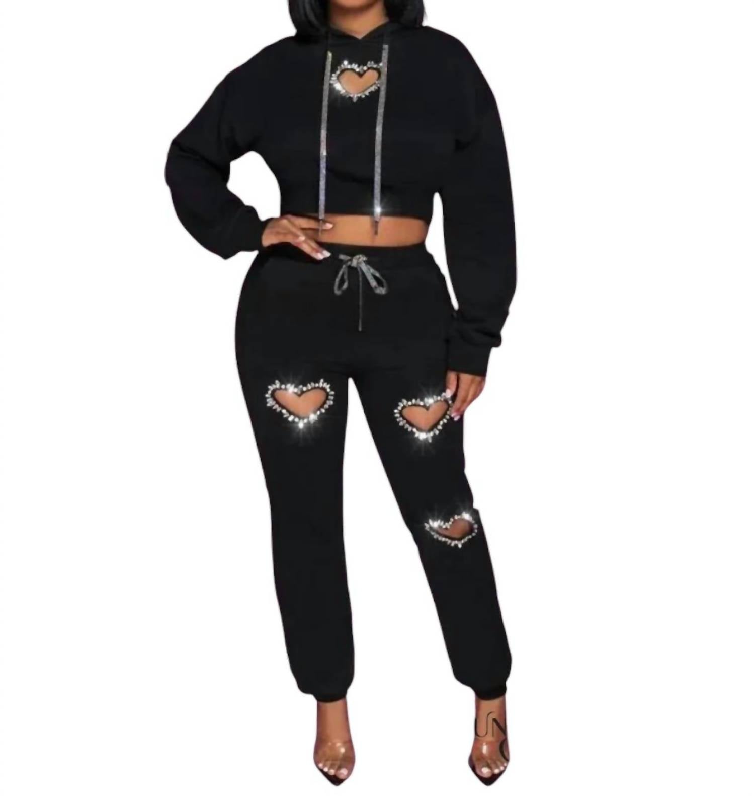 Sunny Story Trading - Karlie Heart Cutout Crop Top & Jogger Set
