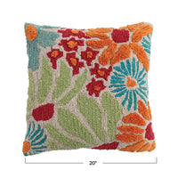 Creative Co-Op - Vibrant Square Tufted Floral Throw Pillow