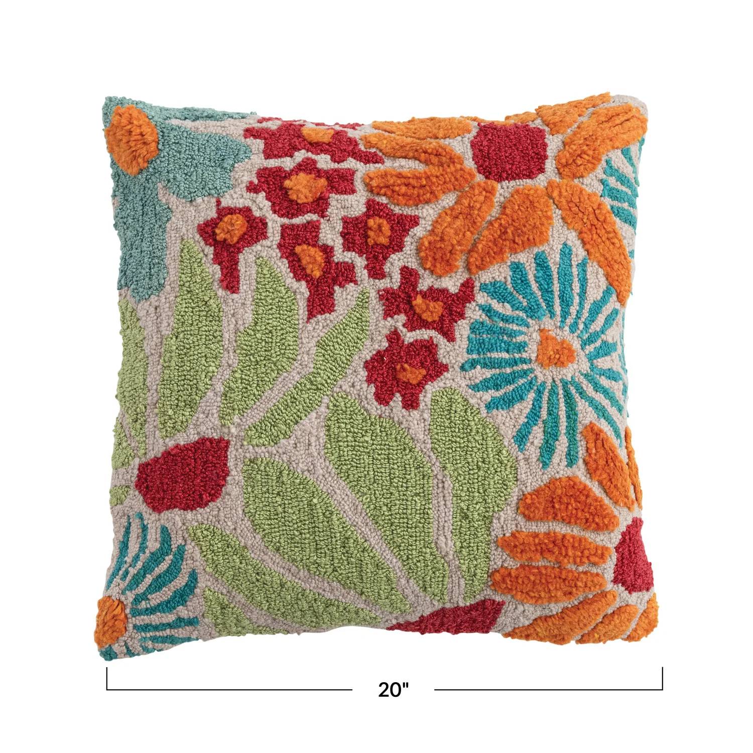 Creative Co-Op - Vibrant Square Tufted Floral Throw Pillow