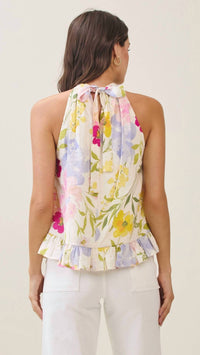 Able - Floral Ruffle Halter Top