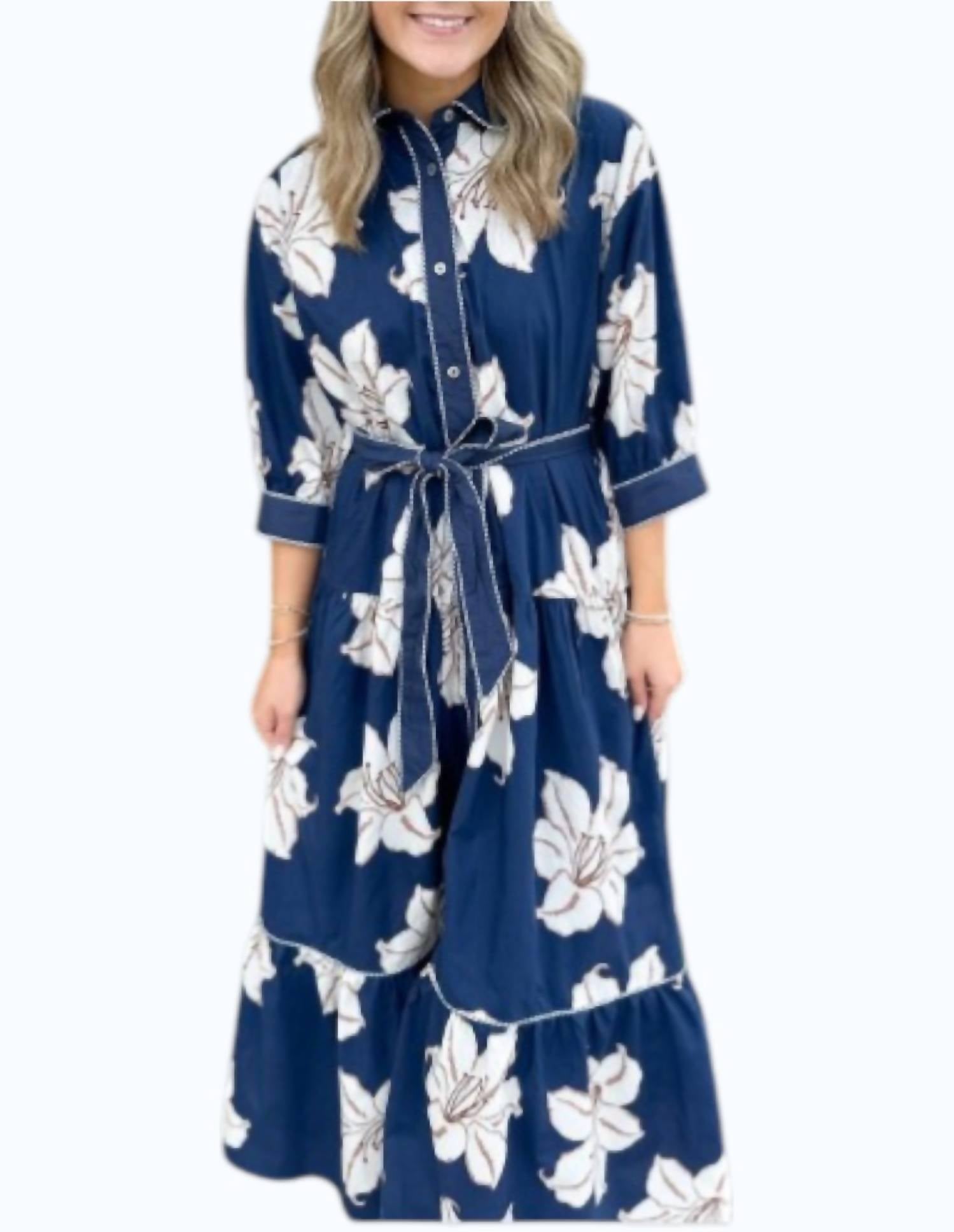 Entro - Grace Button Midi Dress