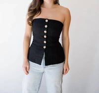 French Connection - Structured Tweed Strapless Top