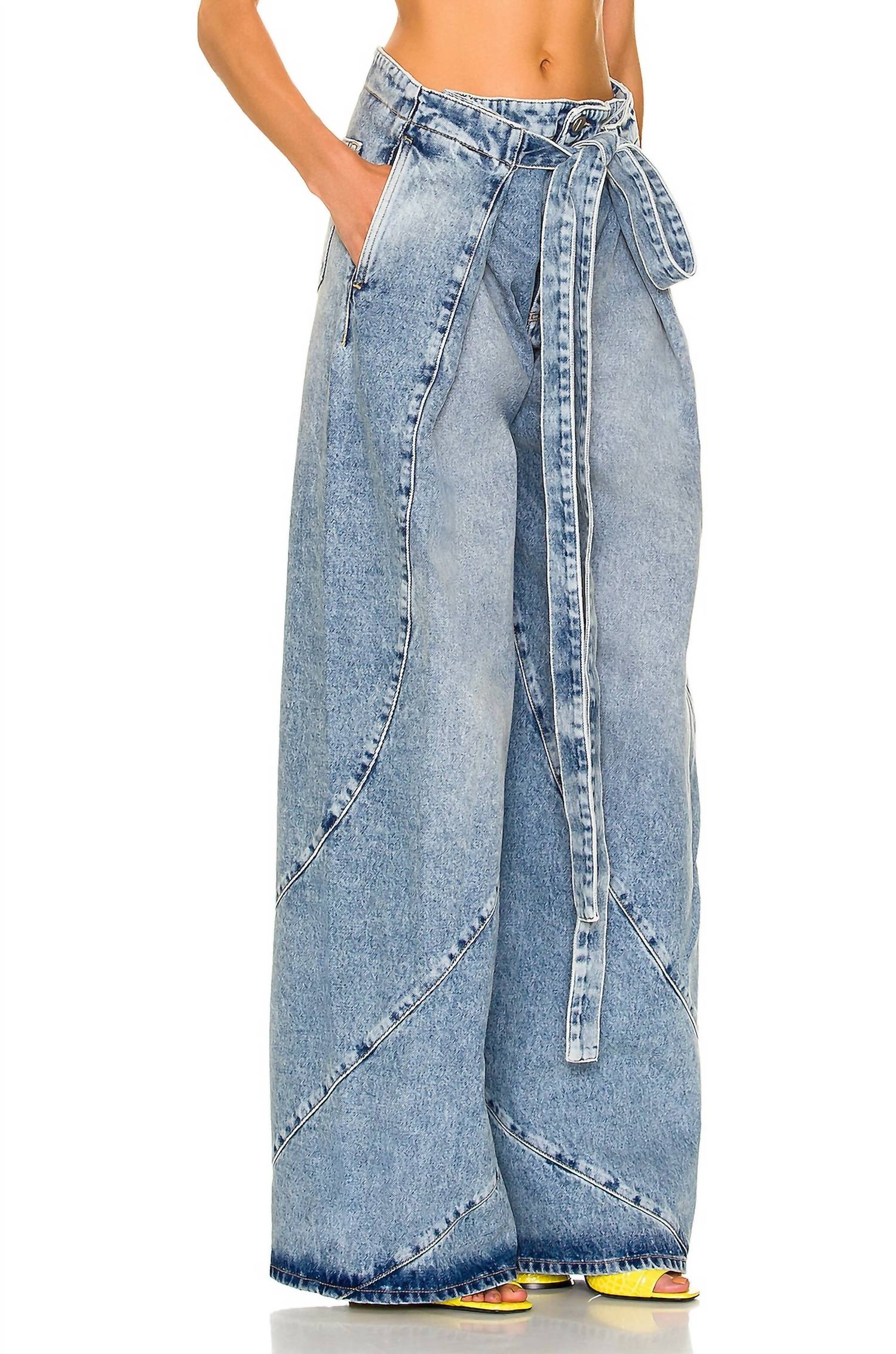 THE ATTICO Pre-loved High Rise Wide-leg Jean in denim - women's jeans - detail view