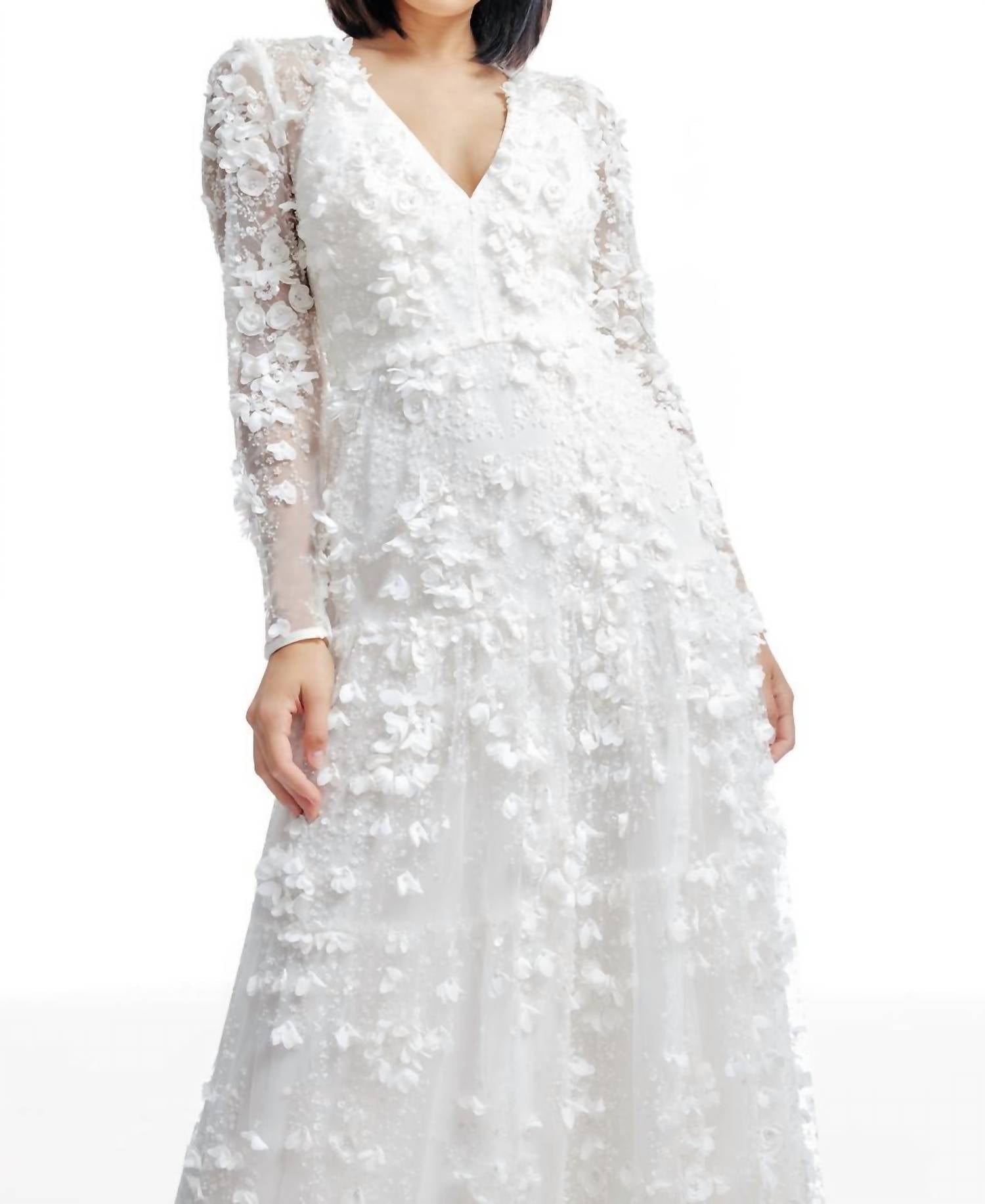 Dress The Population - Angelina 3d Floral Gown