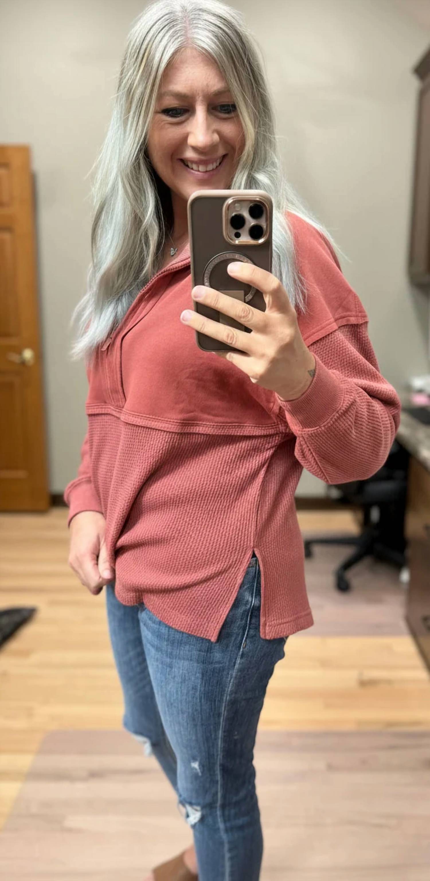 Jadelynn Brooke - Waffle Quarter-zip Pullover