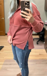 Jadelynn Brooke - Waffle Quarter-zip Pullover