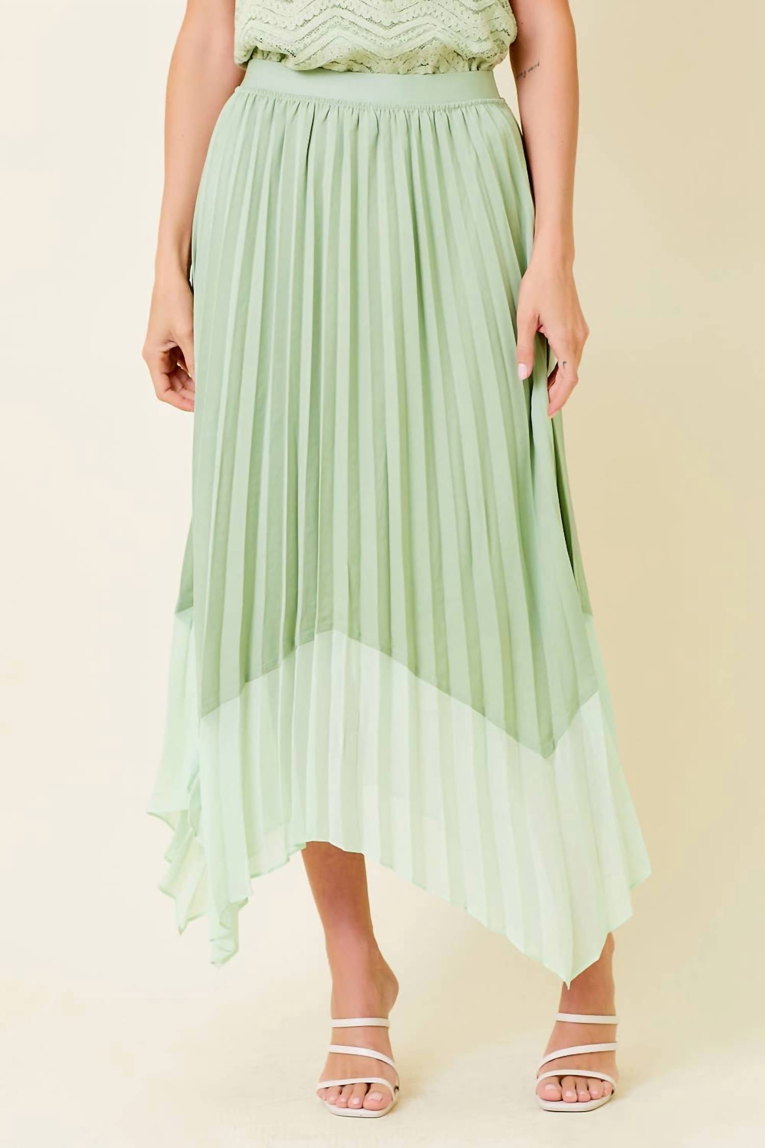 Mystree - Colorblock Pleated Skirt