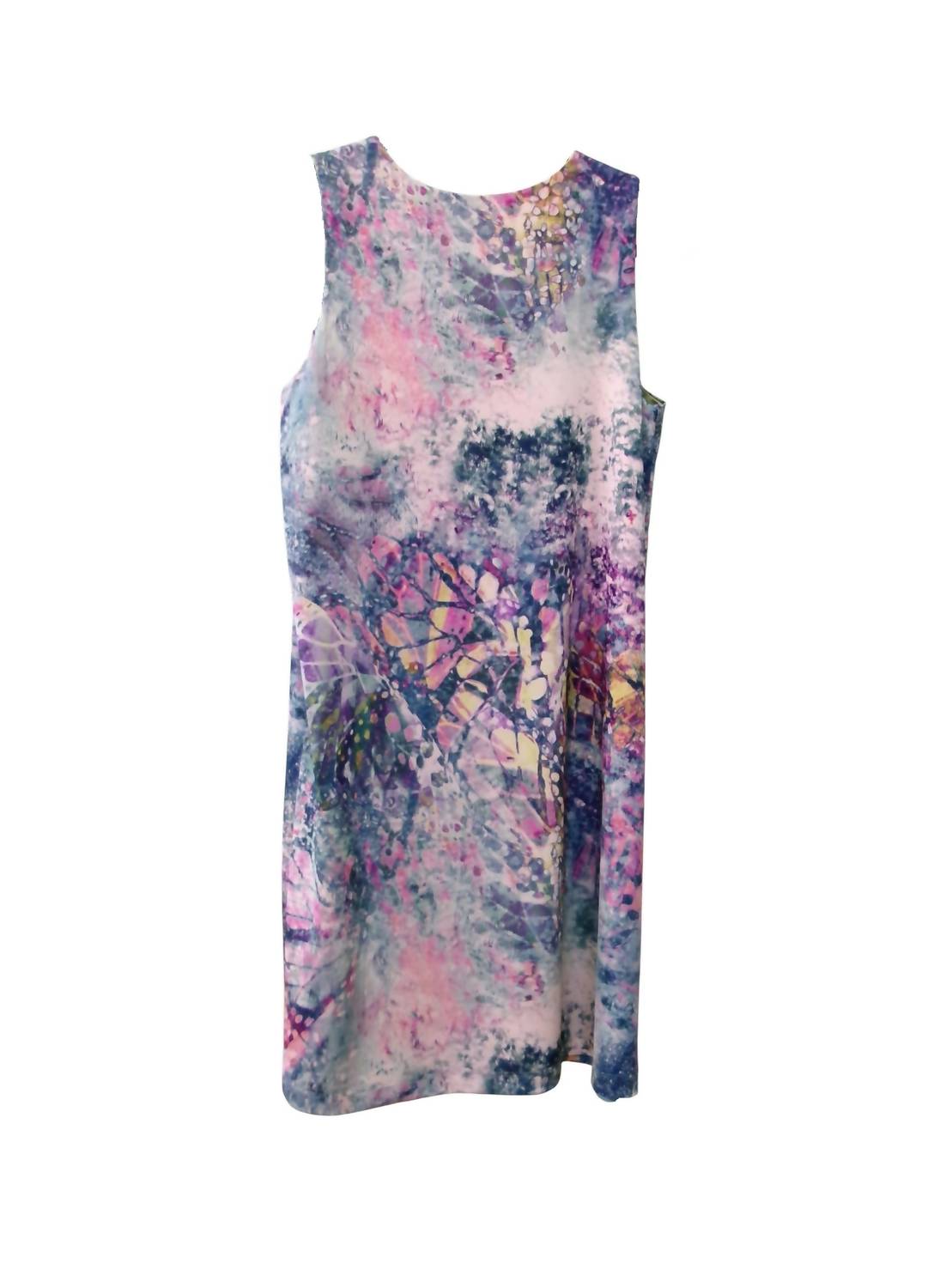 Nally & Millie Women's Reversible Sleeveless Dress in pastel pink purple and blue brown stripe - women's dress - detail view