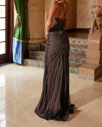 Nox Anabel Bonny V-neckline Maxi Dress in black - women's dress - detail view