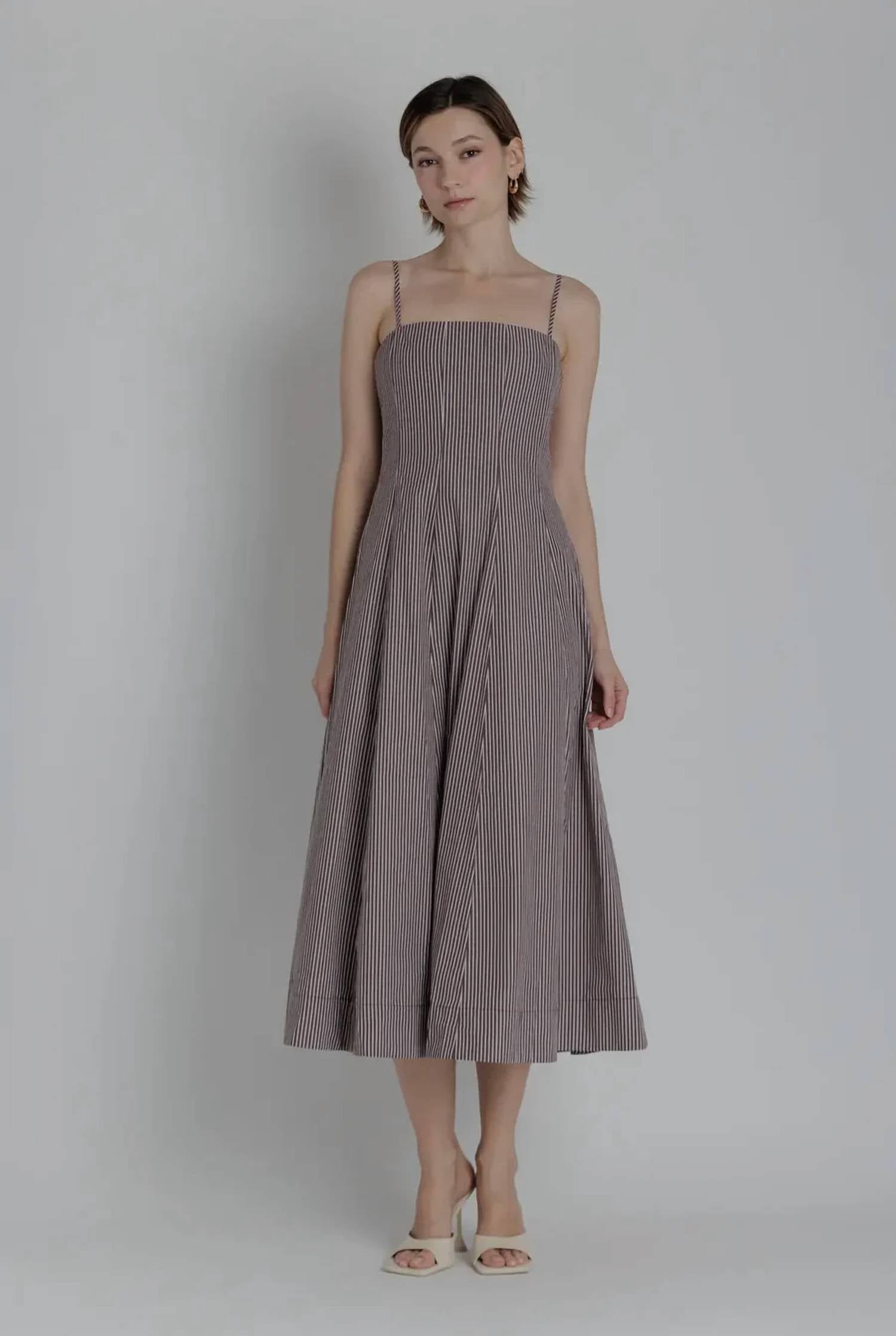 Aureum - Striped Panel Midi Dress