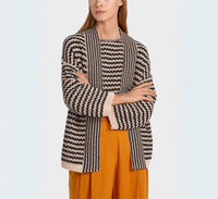Marc Cain Pattern Mix Rethink Together Cardigan in black tan - women's cardigan - view 5