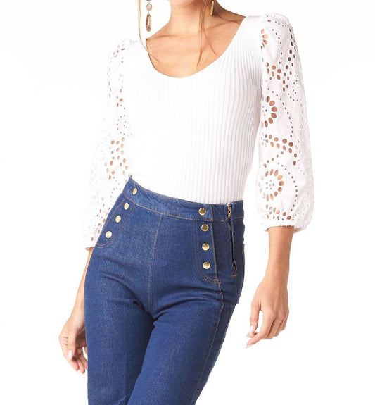 Tart Collections - Eyelet Sleeve Stretch Top