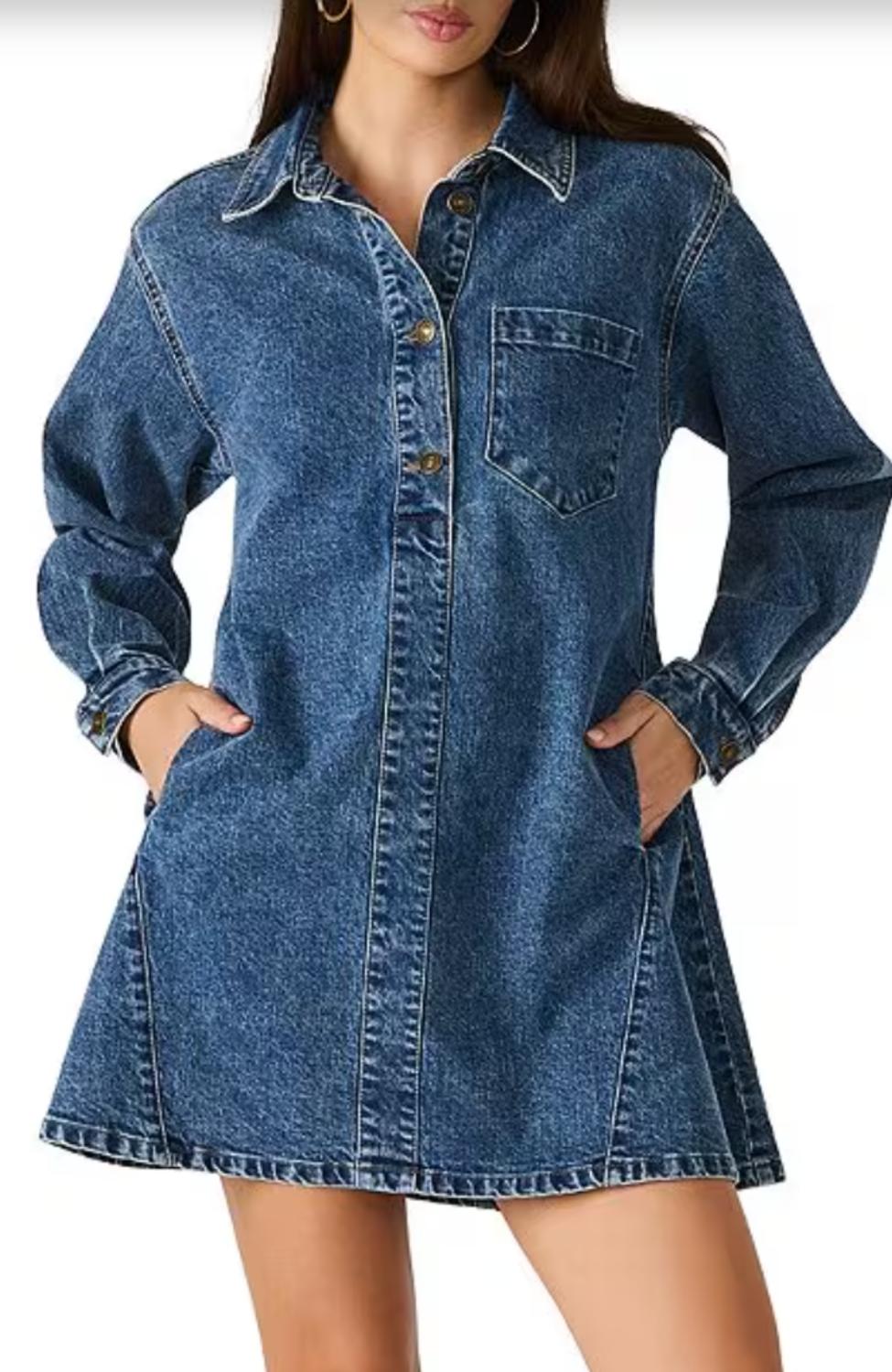 STEVE MADDEN Edith Shirt Dress in navy - women's dress