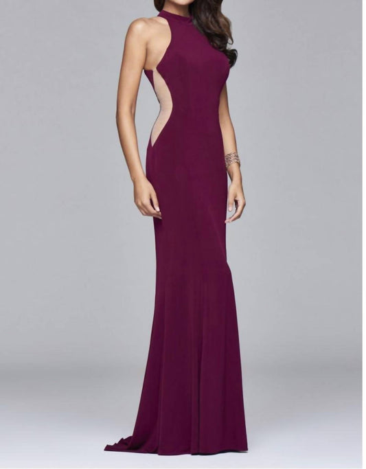 Side Mesh Cut Out Evening Gown