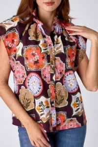 Crosby by Mollie Burch Billie Blouse in stamp - women's blouse - detail view