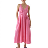 CLOSED Women's V Neck Dart Dress in pink lillies - women's dress - detail view