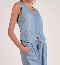 Elan - Button Front Tencel Vest